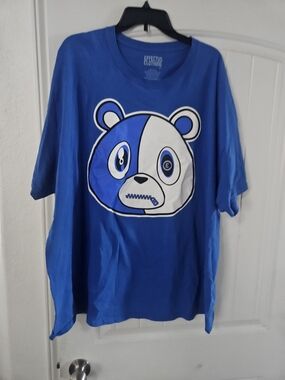 Unbranded Men's Blue Short Sleeve Graphic Bear Tee
